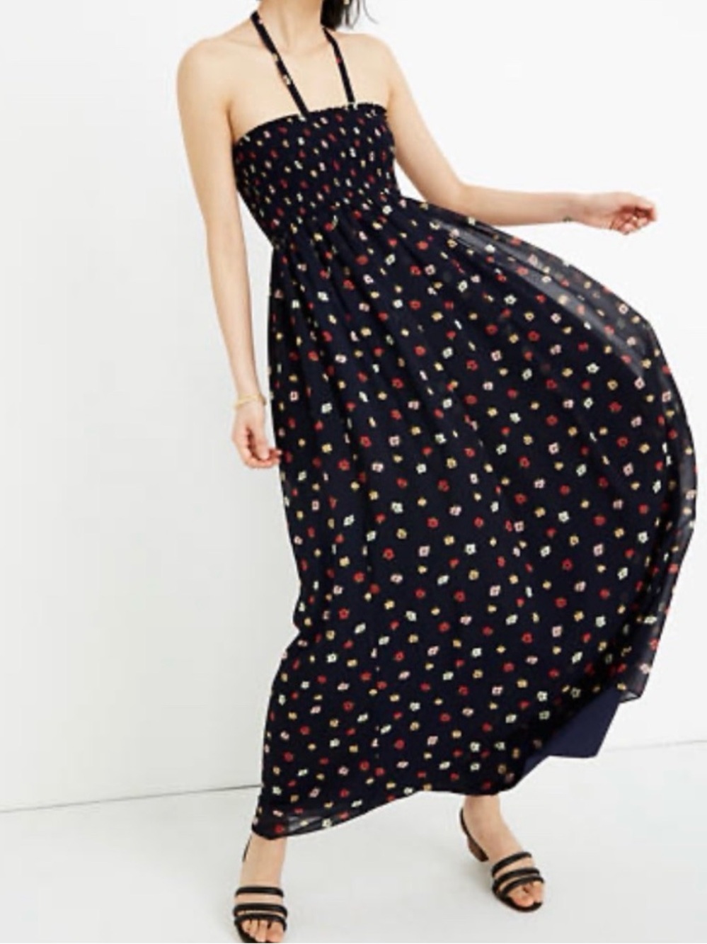 Madewell halter smocked maxi dress
